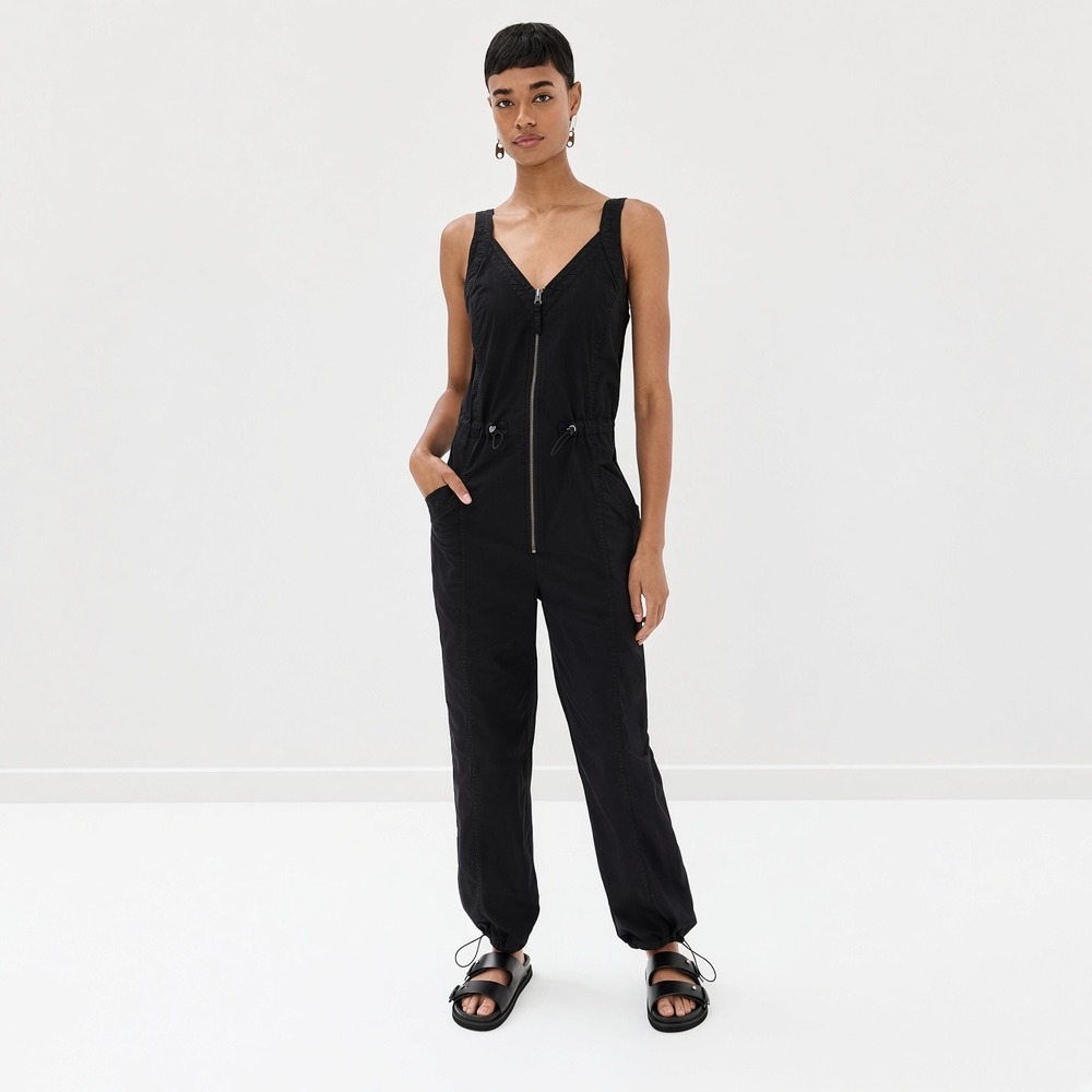 Pistola Viva Jumpsuit Black Sleeveless Zip Front Utility Cargo Small Romper